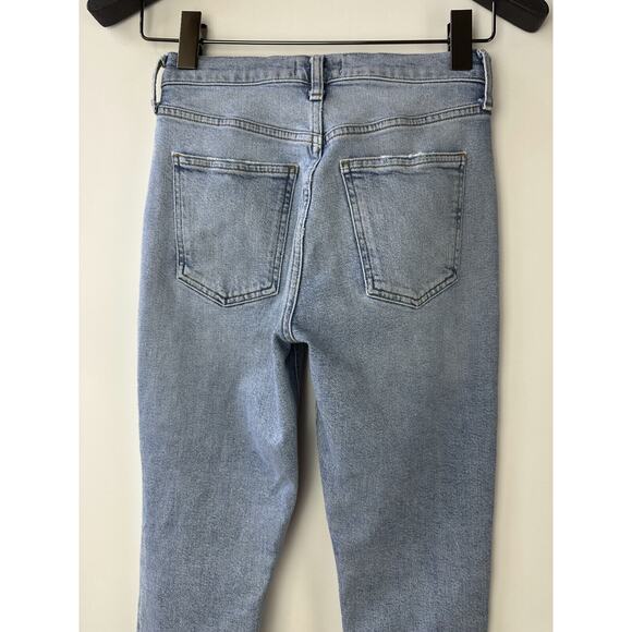 Agolde Merrel Mid Rise Straight Leg Jean Frayed Hem Light Wash Astray Size 24 - Picture 12 of 14